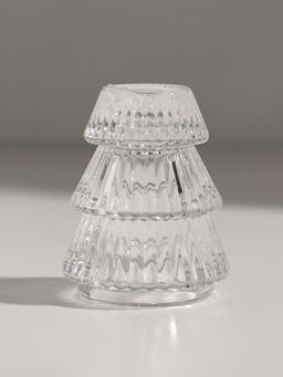 Стеклянный подсвечник на 1 свечу «Ёлочка гофре», прозрачный, d=2.2 см, 6×6×8 см