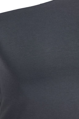 Antrasit Tek Omuz Pamuklu Esnek Fitted/Vucuda Oturan Crop Orme Bluz TWOAW24BZ00099