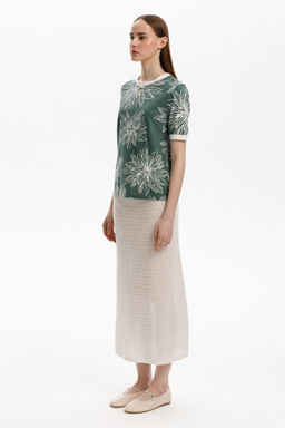 ЕВТ 3220/зеленый,крупные астры фуфайка жен