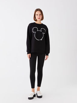 Bisiklet Yaka Mickey Mouse Bask?l? Uzun Kollu Oversize Kad?n Sweatshirt - Waikiki фото 3