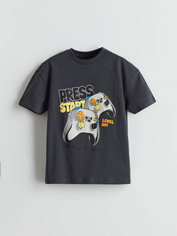 Bisiklet Yaka Bask?l? Erkek ?ocuk Ti??rt 2li