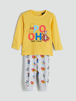 Bisiklet Yaka Winnie the Pooh Bask?l? Erkek ?ocuk Pijama Tak?m