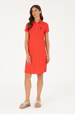 Платье G082GL075 Polo Yaka мини красное из хлопка
