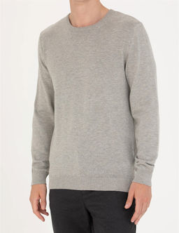 A__k Gri Melanj Slim Fit Bisiklet Yaka Basic Triko Kazak - Pierre cardin фото 6
