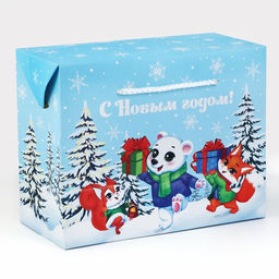Цена за 2 шт. Пакет-коробка подарочный новогодний С Новым годом, 23?18?11 см