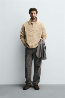 100% WOOL KNIT POLO SHIRT WITH BUTTONS