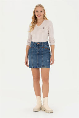 Kad_n Mavi Jean Etek