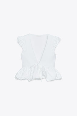 CONTRAST BOW T-SHIRT - Zara фото 6
