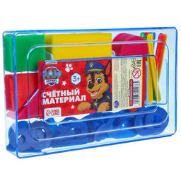 Касса цифр и счетных материалов «Учимся считать», 130 элементов, пластик, Щенячий патруль МИКС