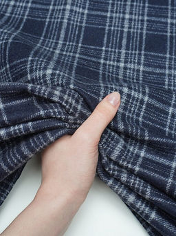 Шерсть пальтово-костюмная Твид Клетка цв.серо-голубой на синем, ш.1.5м, шерсть-60%, п/э-40% - Купава фото 2