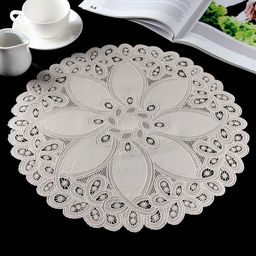 Цена за 12 шт. Салфетка ажурная Цветок, 3838 см, цвет бежевый