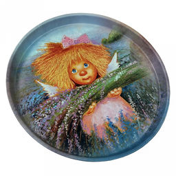 Поднос металлический В лавандовом поле д33см, круглый (Россия) - Домашняя мода фото 2