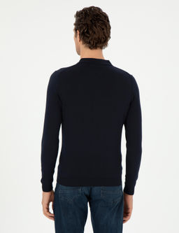 Темно-синий базовый свитер узкого кроя - Cacharel фото 5