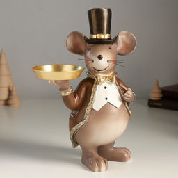 Подсвечник полистоун на 1 свечу «Мышонок в цилиндре и фраке», 17×10×23 см
