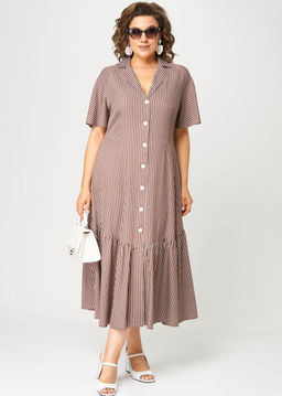 Платье EVA GRANT 7200С капучино в полоскку