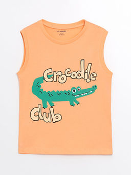 Bisiklet Yaka Kolsuz Bask?l? Erkek Bebek Atlet