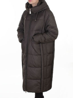 8891 GRAY/BROWN Пальто зимнее женское (200 гр. холлофайбер)