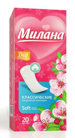 Милана Прокладки Ежедневные Классик ДеоСофт Цветы (20 шт) картон/кор, малин /арт-4103/. 48