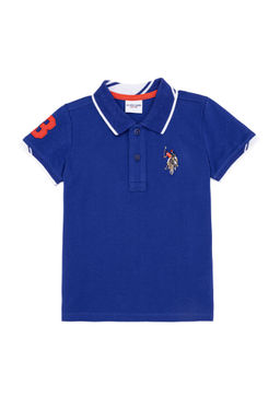Синяя футболка с воротником-поло для мальчика