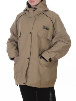 3092 BEIGE/GREEN Куртка демисезонная женская (100 гр. холлофайбер)