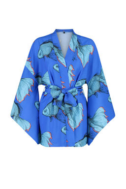 Tropikal Desenli Kusakl? Volanl? Mini Dokuma Plaj Kimono&Kaftan TBESS23KM00024 - Trendyolmilla фото 15