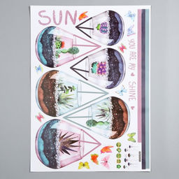 Наклейка интерьерная «Флорариумы с суккулентами», 50×70 см