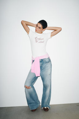 RHINESTONE SLOGAN T-SHIRT