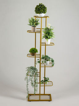 Подставка для цветов Greengo, 8 полок, 43×22×141 см, напольная, металл, цвет золотой