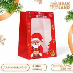 Пакет подарочный новогодний ламинированный, с окномДед мороз, 25?35?18 см