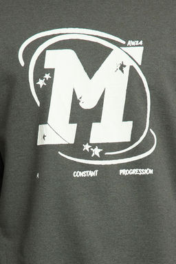 TRENDYOL MAN Haki Oversize/Genis Kesim Catlak Bask? Ici Polarl? Sweatshirt TMNAW25SW00062 - Trendyolmilla фото 3