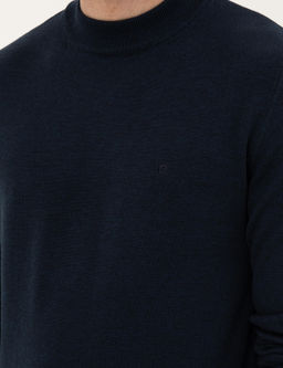 Lacivert Melanj Slim Fit Yar_m Bal_k__ Yaka Basic Triko Kazak - Pierre cardin фото 7