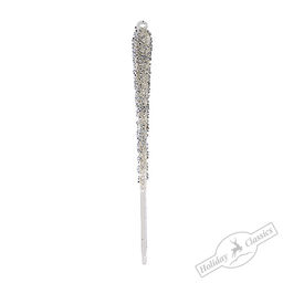 Сосулька серебряная с пайетками (стекло) 1,5х1,5х25 см