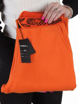 2611 ORANGE Штаны утепленные спортивные женские (85% хлопок, 10% полиэстер, 5% спандекс)