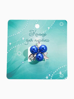 Кольцо для платка «Черничка», синее в серебре