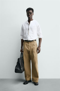 BARREL FIT PLEATED TROUSERS