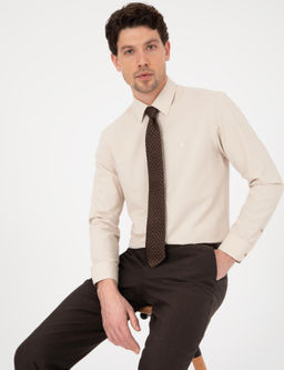 Bej Slim Fit Uzun Kollu Basic G_mlek