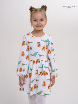 Платье Моана птички на белом