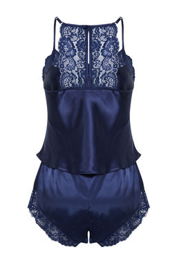 Trendyolmilla Siyah Dantelli Ip Ask?l? Saten Sortlu Dokuma Pijama Tak?m? THMSS22PT0269  фото 49