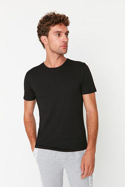 Unisex Siyah-Beyaz Basic Slim Fit/Dar Kesim %100 Pamuk 2li Paket K_sa Kollu T-Shirt TMNSS19BO0075 - Trendyolmilla фото 2