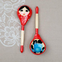 Ложка деревянная «Матрёшка», полубаская, 19×6 см, МИКС