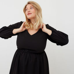 Платье женское миди MIST plus-size, чёрное, размер 52, однотонное