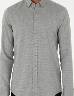 Рубашка Pierre Cardin Slim Fit светло‑хаки с длинным рукавом