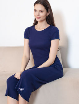 Прямые брюки с поясом на резинке из фактурного трикотажа в рубчик - Vilatte фото 6