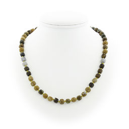 Яшма темная, граненые кубики 7мм, бусы "Текта", длина 50+4см