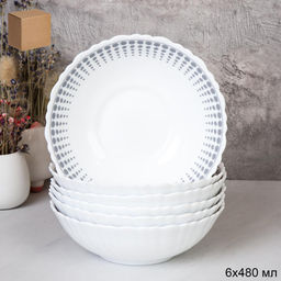 Набор суповых тарелок 6 штук 480 мл 155 мм / TW-60 (7066) /уп 12/ Точки