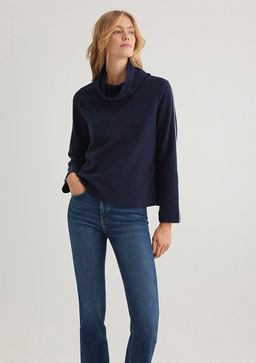 Bogazl? Kol Detayl? Lacivert Tisort - Mavi фото 3