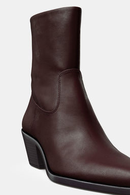 LEATHER COWBOY ANKLE BOOTS