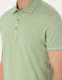 A__k Haki Slim Fit %100 Pamuk Ti__rt