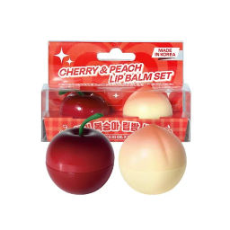 Cherry & Peach Lip Balm Set - Набор бальзам для губ вишня и персик, 9 гр * 2 шт