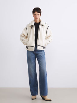 Kad?n Ceket Yaka D?z Pel?? Mont